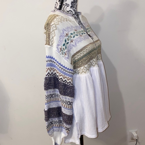 NWT!Free People Cozy Cottage 1/2 Zip Sweater Nordic-Inspired Size Small - Picture 8 of 16